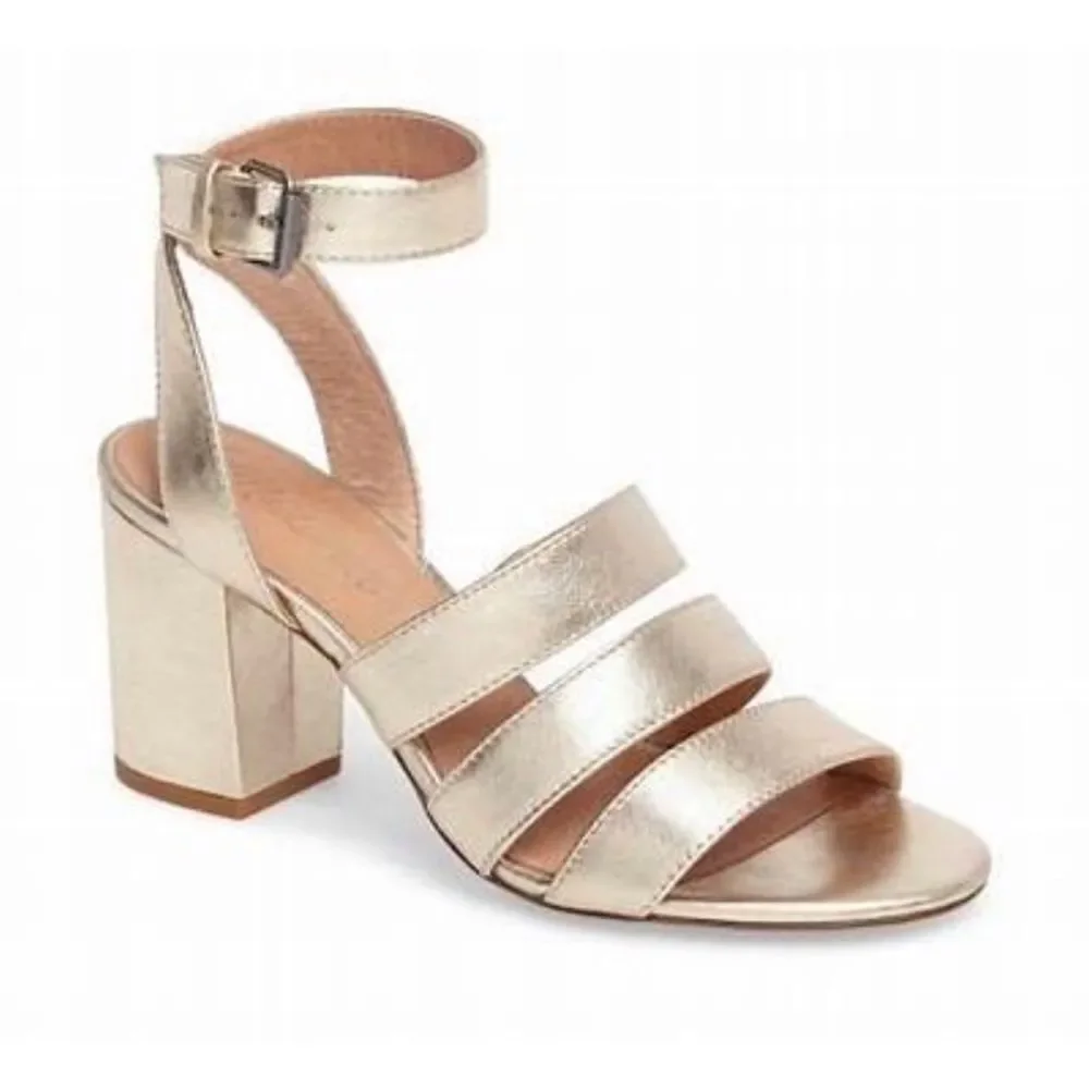 Madewell Women’s Metallic White Gold Bistra 3 Strap Maria Sandals Sz 8 H2158 NIB